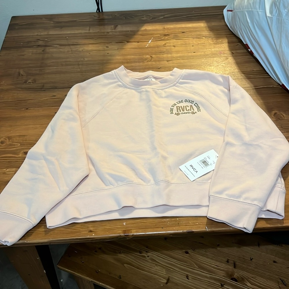 RVCA women’s sweatshirt.  Pale Pink, neutral